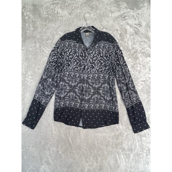 Asos Button Up Shirt Mens Medium Chest 38-40" Bandana Print Long Sleeve Top - Picture 1 of 9